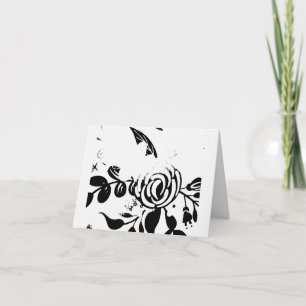 Svart & Vit Blek floral tom 4x6 Notekort Tack Kort