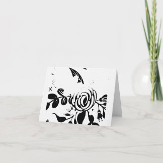 Svart & Vit Blek floral tom 4x6 Notekort Tack Kort