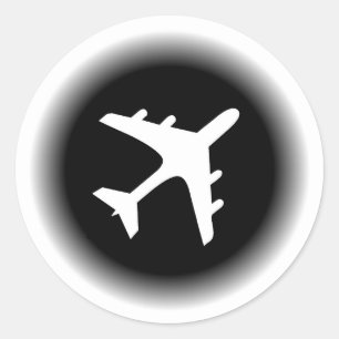 Svart vit bleknar flygplandesign runt klistermärke