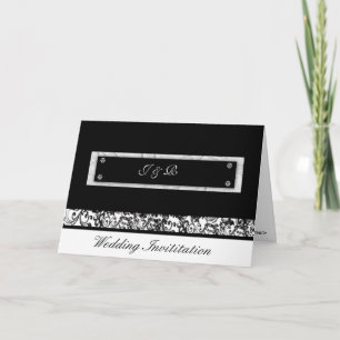 Svart & vit blom- gifta sig Invititation, Inbjudan