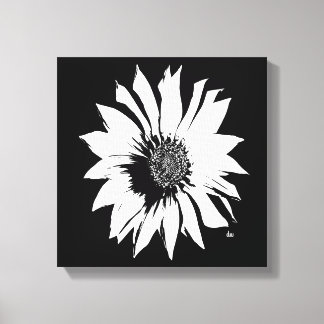 Svart/Vit Blomma Canvastryck