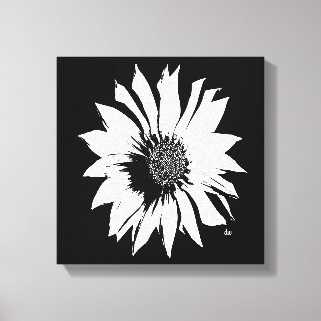 Svart/Vit Blomma Canvastryck (Framsida)