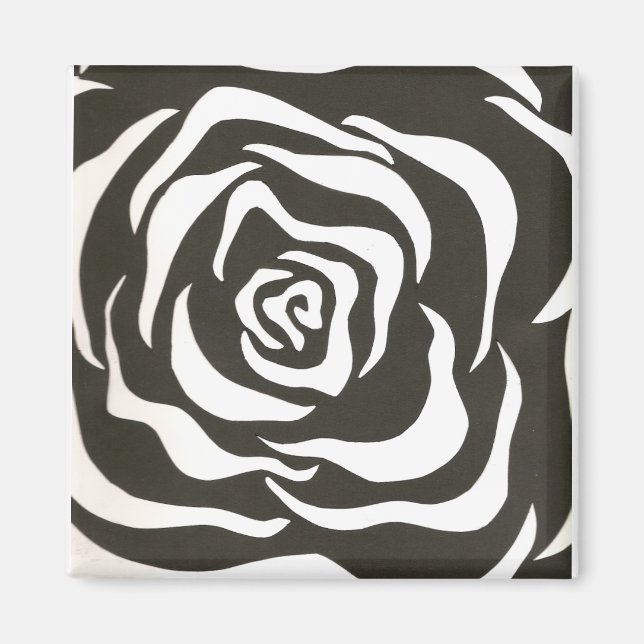 svart vit blomma magnet (Framsidan)