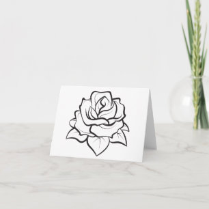 Svart & Vit Blomma Ros - Hej, Kärlek Tack Kort