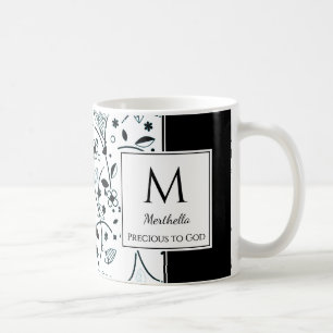 Svart Vit Blommig Anpassad KÄR VÄRD ÅT GUD Kaffemugg