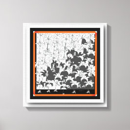 Svart Vit Blommig Canvastryck