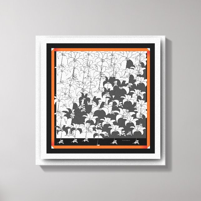 Svart Vit Blommig Canvastryck (Framsida)