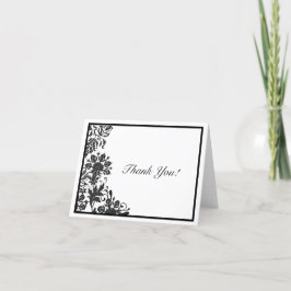 Svart & Vit Blommig Damask Anpassad Tack Kort