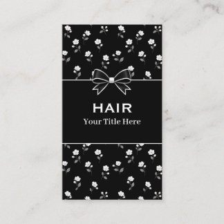 Svart Vit Blommig Frisörsalong Frisör Stylist Visitkort
