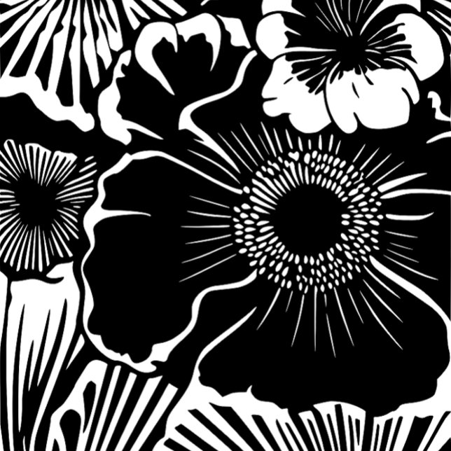 Svart Vit Blommig Mönster Djärv Botanisk Estetik Kaffemugg (Skapare uppladdad)
