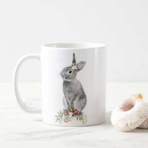 Svart Vit Blommig Påskhare Kaffemugg
