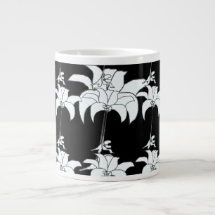Svart Vit Blommig Present Jumbo Mugg