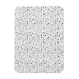 Svart Vit Blommig Punktdesign | Sömlös Botanisk Magnet