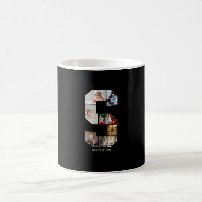 Svart-vit bokstav S fotokollage Kaffemugg (Center)