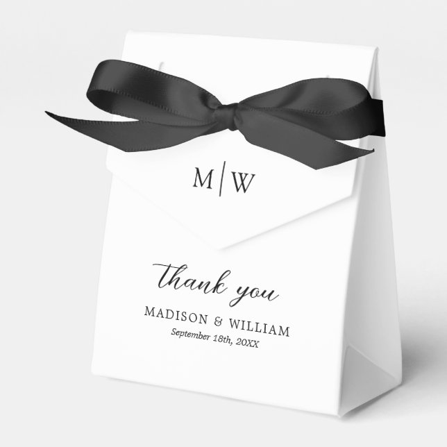 Svart vit bröllagspresentbox med monogram presentaskar (Framsidan Sidan)