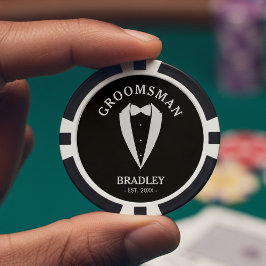 Svart & Vit Bröllop Brudgum Fest Bachelorfest Poker Marker