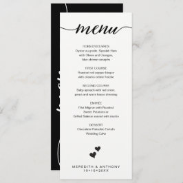 Svart vit Bröllop Menu Calligraphy minimalist Meny