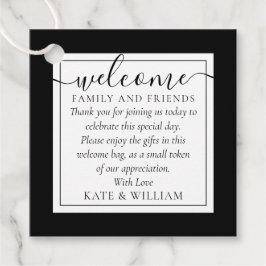 Svart Vit Bröllop Välkomstpresent Korgpåse Gåvor Etiketter