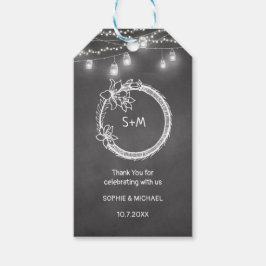 Svart Vit Bröllops Mason Kruk Chalkboard Presentetikett