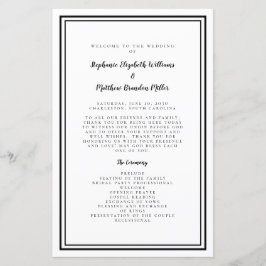Svart & Vit Bröllopsscript Chic Ceremoni Program