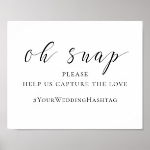 Svart-vit bröllopsskylt. Instagram-hashtag Poster