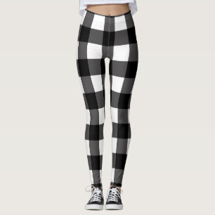 Svart & Vit Buffalo1 Gingham Rutig Plaid Leggings