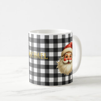 Svart & Vit Buffalo Rutig Tomte och Elegant Namn Kaffemugg