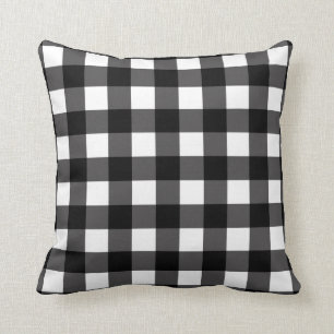 Svart & Vit Buffel Gingham Rutig Randig Kudde