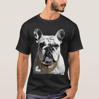 Svart&vit bulldog med guld t shirt