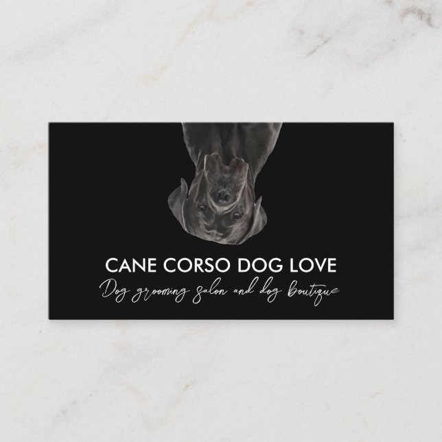 Svart Vit Cane Corso Hund Visitkort (Framsida)