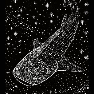 Svart Vit Celestial Valhaj Stjärnor Prickar Konst T Shirt