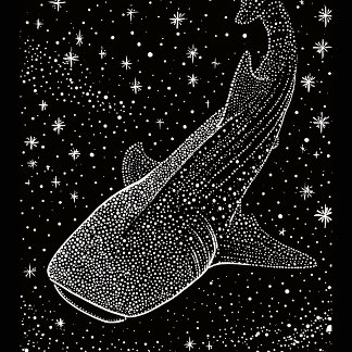 Svart Vit Celestial Valhaj Stjärnor Prickar Konst T Shirt