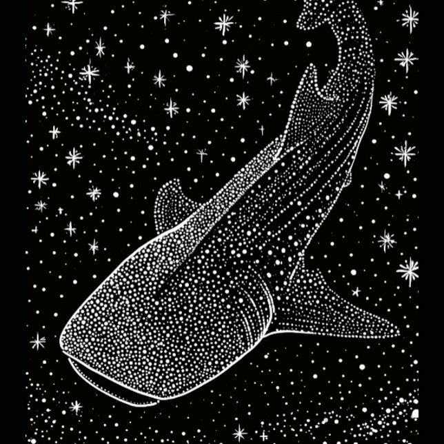 Svart Vit Celestial Valhaj Stjärnor Prickar Konst T Shirt (Skapare uppladdad)