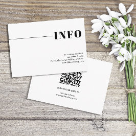 Svart, vit chic, typografi minimalistisk bröllop tilläggskort