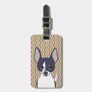 Svart-vit Chihuahua Rosa Grön Guld Chevron Bagagebricka