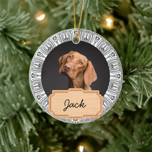 Svart, vit christmas-Anpassningsbar, Hund Photo Julgransprydnad Keramik (Träd)