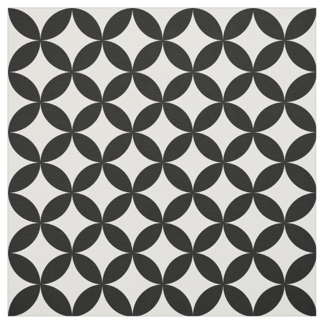 Svart vit cirklar och diamantmönster tyg (Provkarta)