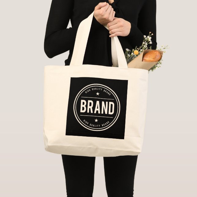 Svart-vit cirkulär märkesskyltlogotyp jumbo tygkasse (Framsida (produkt))