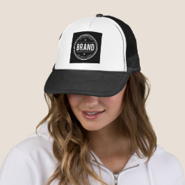 Svart-vit cirkulär märkesskyltlogotyp keps