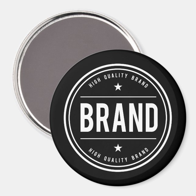 Svart-vit cirkulär märkesskyltlogotyp magnet (Front/Back)