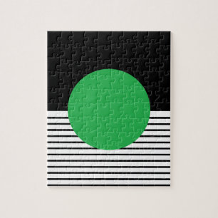 Svart vit Colorblock & grönt cirklar Pussel