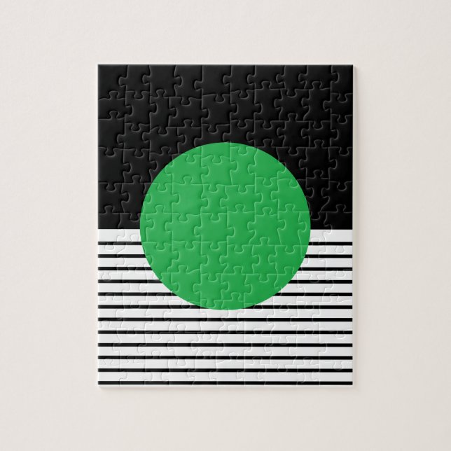 Svart vit Colorblock & grönt cirklar Pussel (Vertikal)