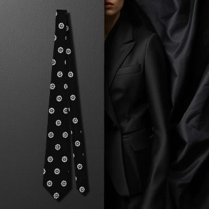Svart&vit daisy - Art Deco mönster Slips