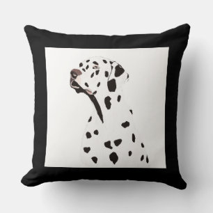 Svart/vit Dalmatisk Hund Illustration Kudde