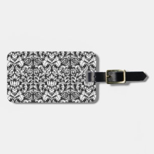 Svart Vit Damask Brokad Bagagebricka