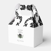Svart & Vit Damask Bröllopspresentationslåda