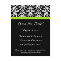 Svart/Vit Damask Chartreuse Grön Spara Datum