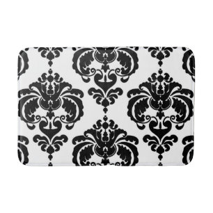 Svart & Vit Damask Chic Modern Elegant Mönster Badrumsmatta