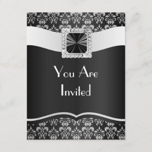 Svart & vit damask inbjudningar