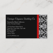 Svart/Vit Damask med Röda Accenter Mode Verksamhet